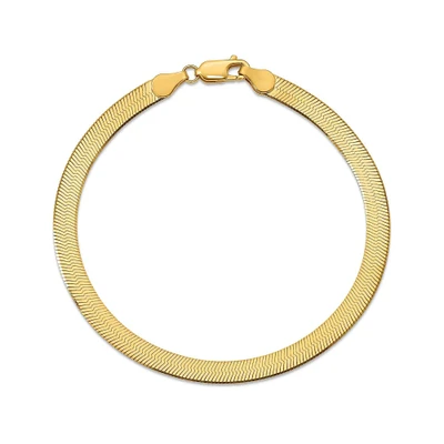 Yellow Gold Silky Herringbone Chain Bracelet 5mm