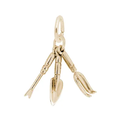 Yellow Gold Small Garden Tools 3 Piece 3D Charm