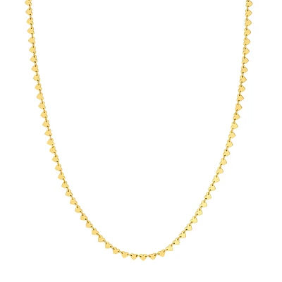 Yellow Gold Solid Heart Chain Necklace