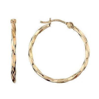 Yellow Gold Twist Hoop Earrings