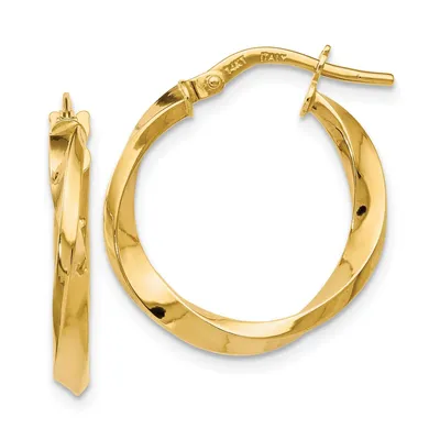 Yellow Gold Twisted Hoop Earrings | 2.5x21mm