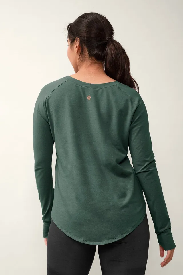 Long-Sleeve French Terry Sweater with Crew Neckline - Hyba