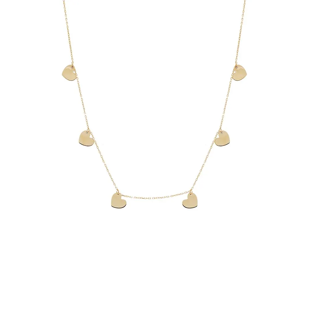 Solid Embedded Discs Beaded Chain Necklace 14K