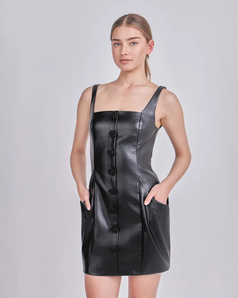 Rose Faux-Leather Dress