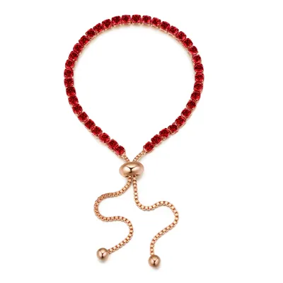 Bracelet tennis ajustable en cristal Siam de couleur or avec des cristaux autrichiens de qualité