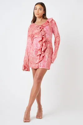 Printed Ruffle Mini Dress