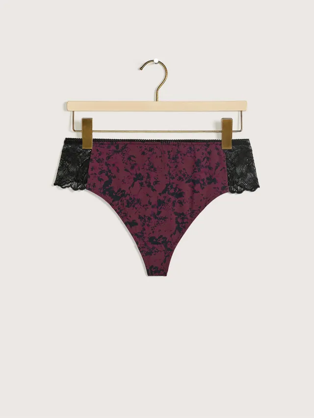 Microfiber Thong With Lace - Déesse Collection