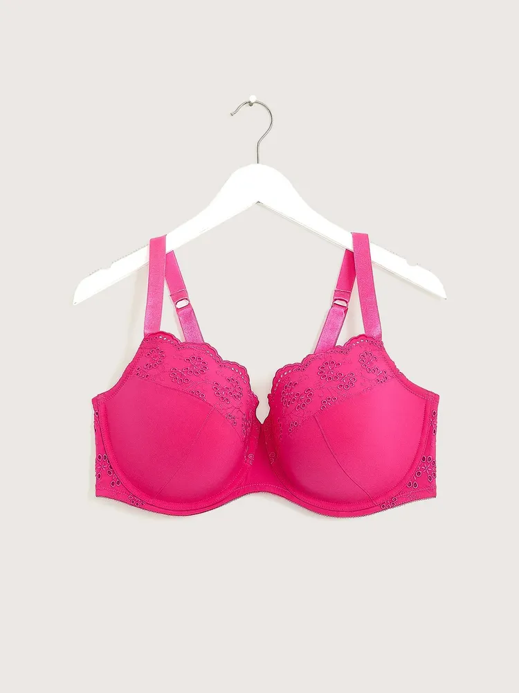 Reitmans Pink Balconette Bra with Eyelet Embroidery - Déesse Collection