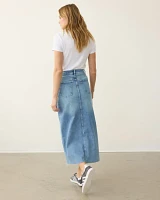 Maxi Denim Skirt x The Birds Papaya