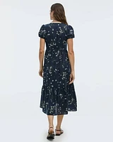 Robe maxi à boutonner manches courtes et col V