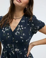 Robe maxi à boutonner manches courtes et col V