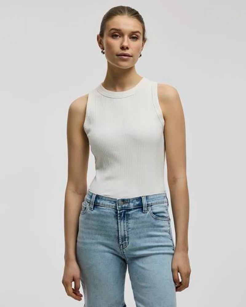 Fitted Crew-Neck Ribbed Tank