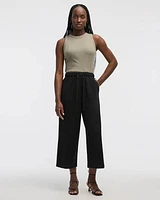 Wide-Leg Cropped Piqué Pant