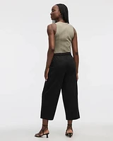 Wide-Leg Cropped Piqué Pant