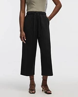 Wide-Leg Cropped Piqué Pant