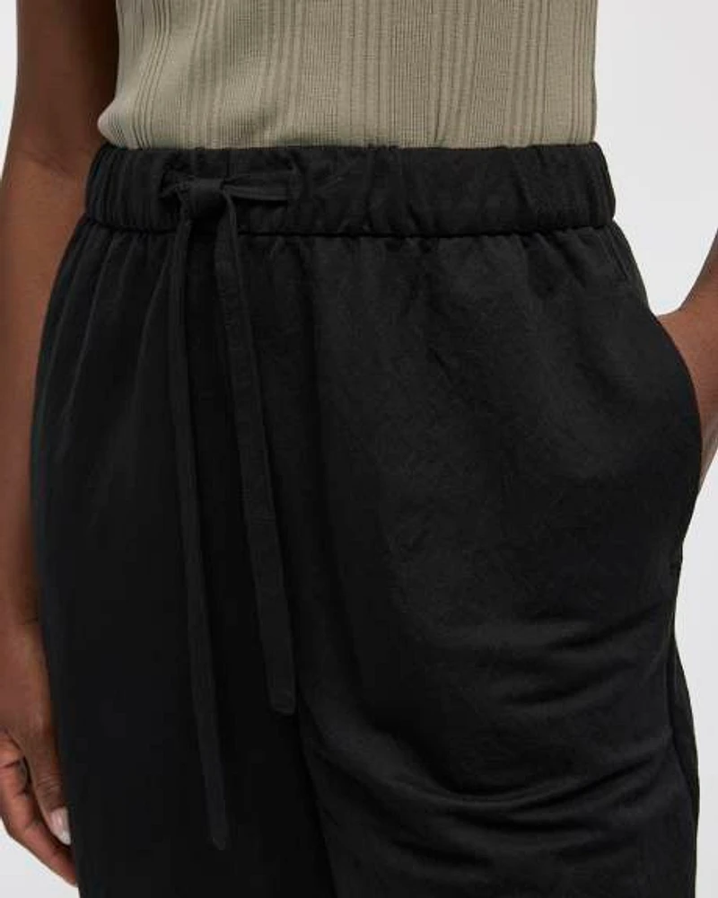 Wide-Leg Cropped Piqué Pant