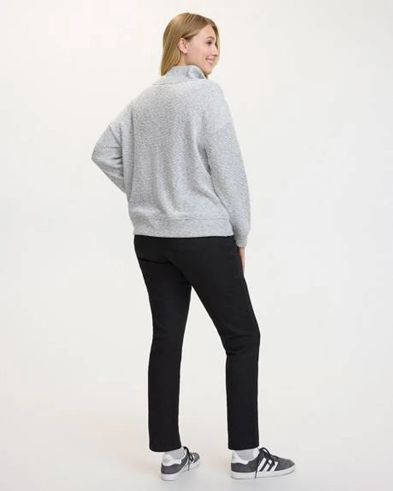 Long-Sleeve Half-Zip Top with Mock Neckline