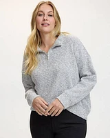 Long-Sleeve Half-Zip Top with Mock Neckline