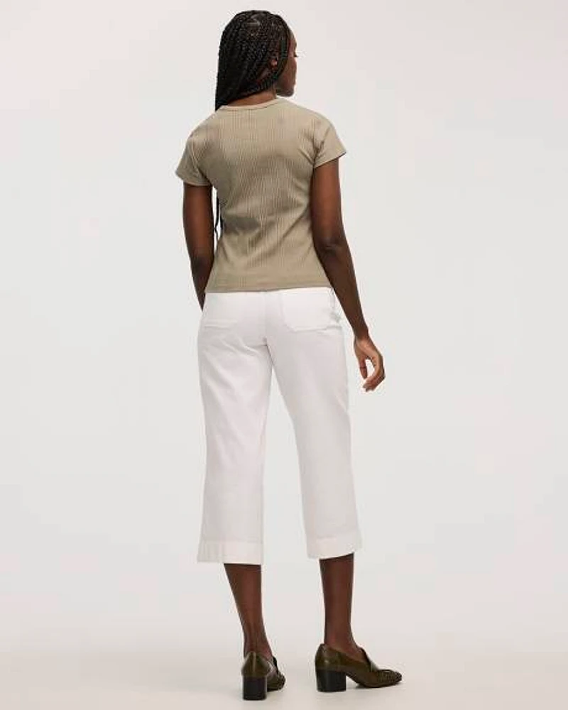 Fitted Crew-Neck Ribbed T-Shirt