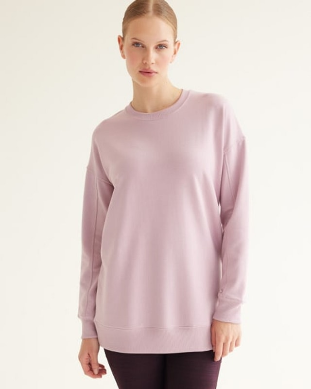 Long-Sleeve French Terry Tunic with Crew Neckline