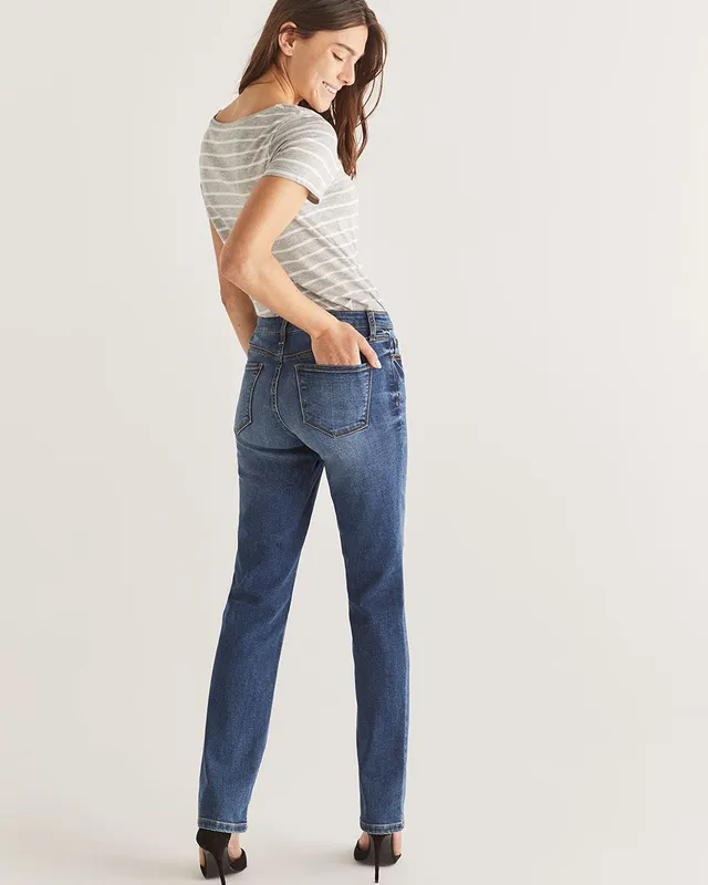 Medium Wash Mid Rise Straight Leg Jeans The Original Comfort