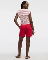 Striped Short-Sleeve Crew-Neck Tee with Shirred Sides