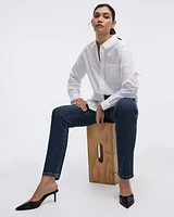 Jean taille haute à jambe étroite