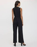 Straight-Leg Sleeveless Jumpsuit with Wrap Front