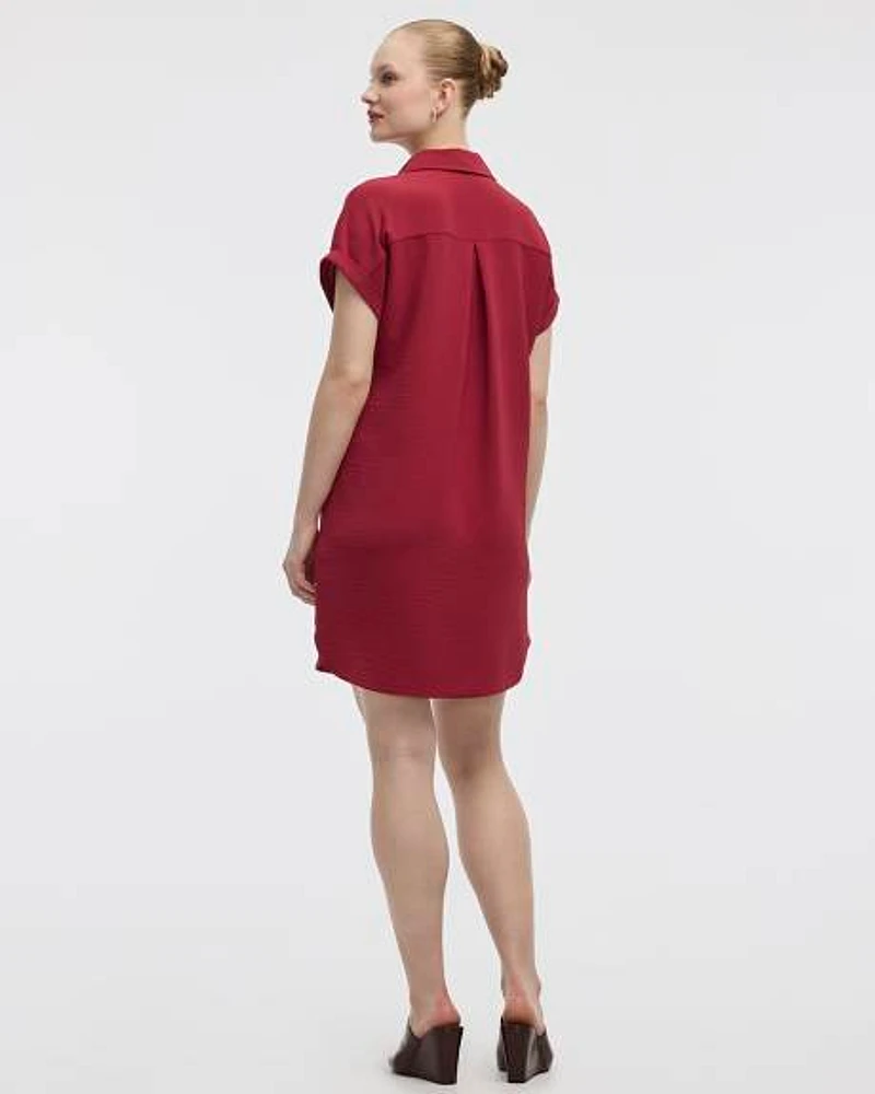 Robe à boutonner manches courtes et col chemisier