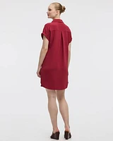 Robe à boutonner manches courtes et col chemisier