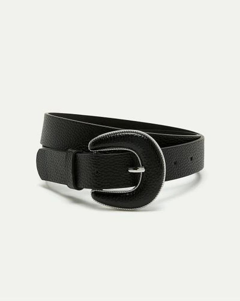 Belt with Faux-Leather Covered Buckle