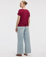 Short-Dolman-Sleeve Boat-Neck T-Shirt