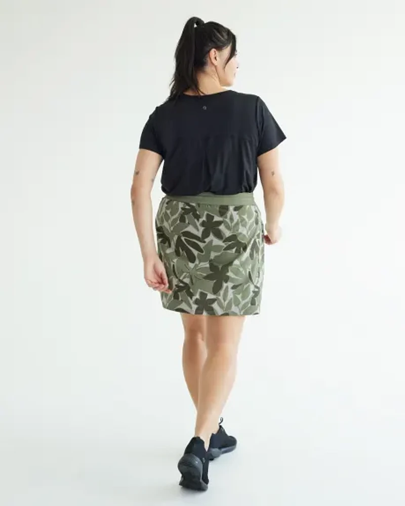 Stretch Mixed-Media Skort