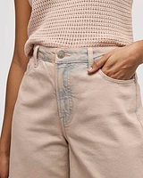Jean court à jambe large et taille haute