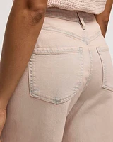 Jean court à jambe large et taille haute