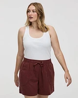 Linen Blend Shorts with Drawstring