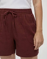 Linen Blend Shorts with Drawstring