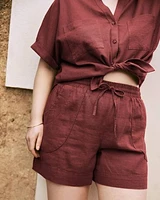 Linen Blend Shorts with Drawstring