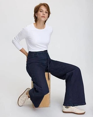 Belted Wide-Leg High-Rise Denim Pant