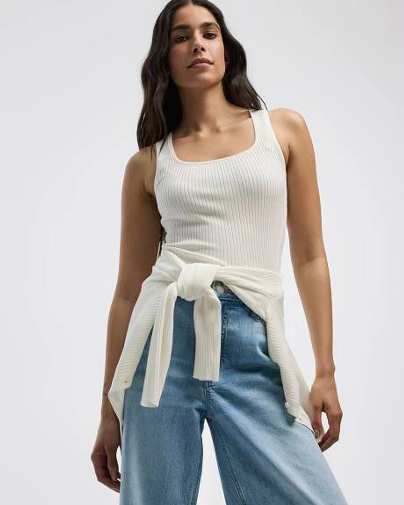 Square-Neck Ribbed Tank