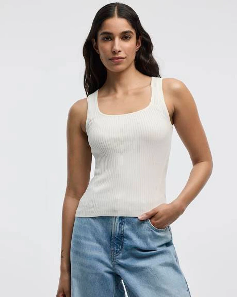 Square-Neck Ribbed Tank