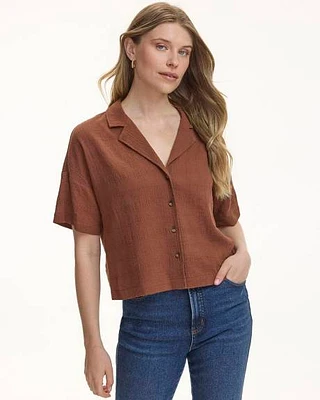 Short-Sleeve Buttoned-Down Blouse