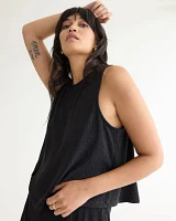 Crinkled-Knit Crew-Neck Tank