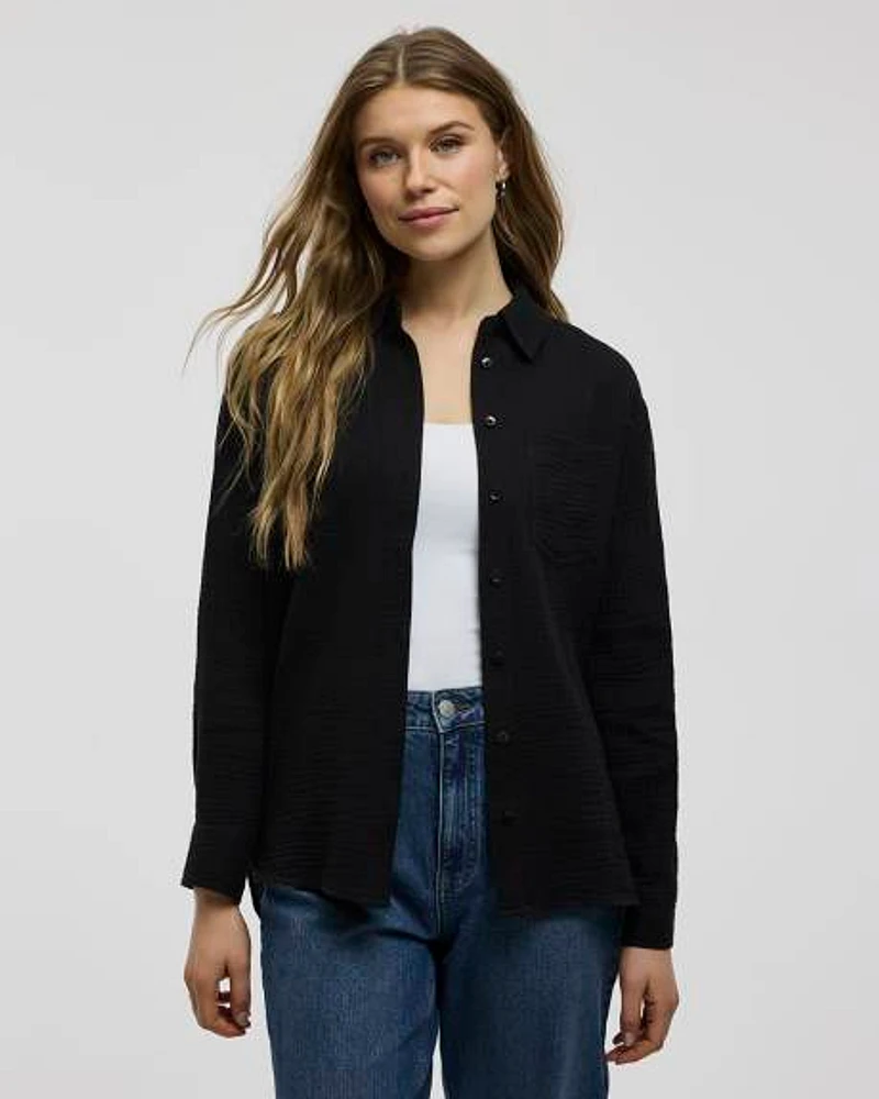 Long-Sleeve Textured Shirt