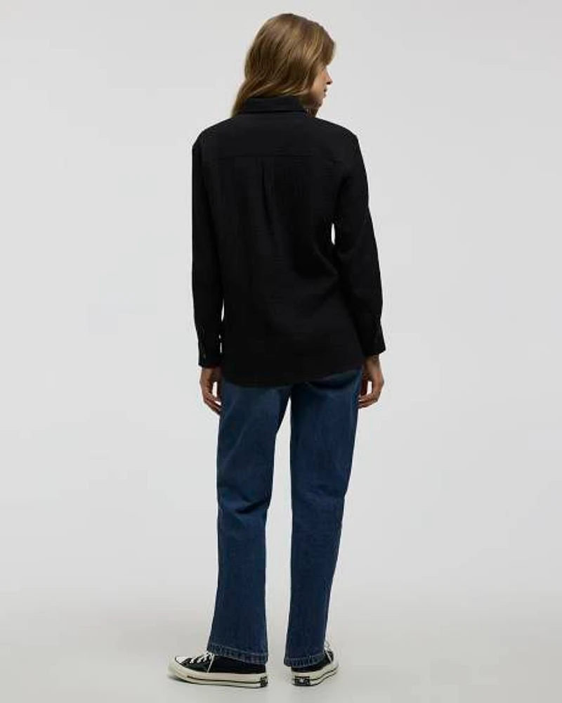 Long-Sleeve Textured Shirt