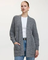 Long-Sleeve Open Cardigan with Pockets