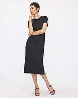 Short-Sleeve Crew-Neck Midi Dress