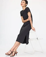 Short-Sleeve Crew-Neck Midi Dress