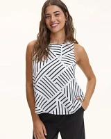 Sleeveless Crew-Neck Crepe Blouse