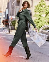 Straight-Leg Long-Sleeve Jumpsuit with Utility Pockets